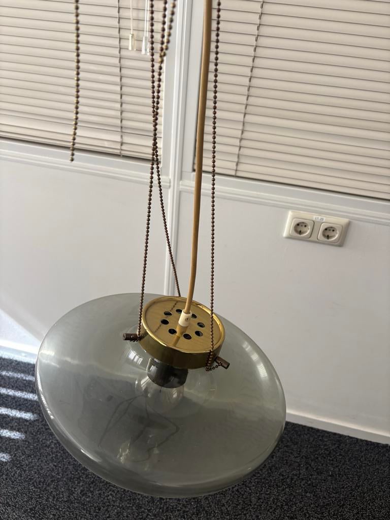 Vintage hanglamp jaren 60 High Chapparal Raak Amsterdam, Huis en Inrichting, Lampen | Hanglampen, Gebruikt, 75 cm of meer, Glas