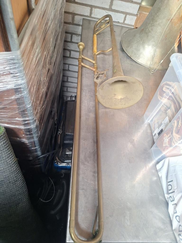 Vintage Trombone - Oude Schuiftrompet, Ophalen of Verzenden, Gebruikt, Overige typen