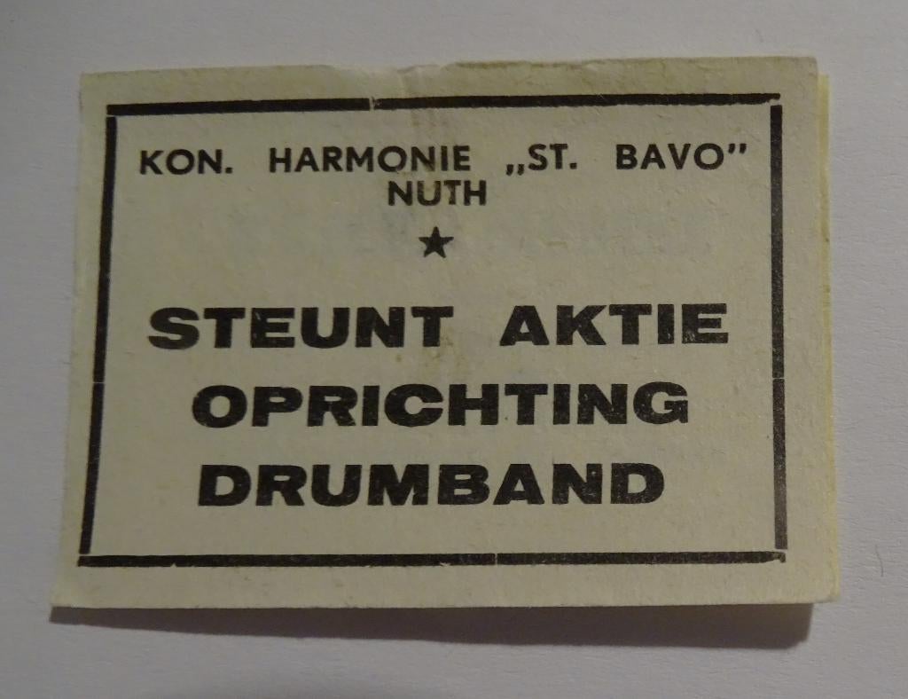 KON. HARMONIE  ST. BAVO   aktie   oprichting  Drumband NUTH, Verzenden, Zo goed als nieuw, Luciferdoosjes of -merken