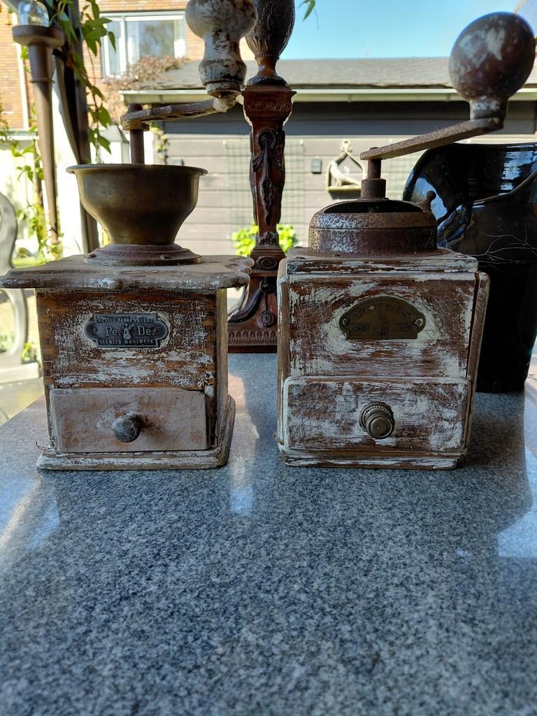 Oude koffiemolens, koper en nikkel, Antiek en Kunst, Ophalen of Verzenden