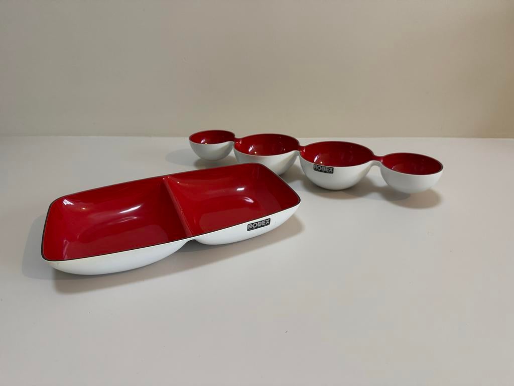 Vintage Robex Party Schalen Set - Rood/Wit, Ophalen of Verzenden