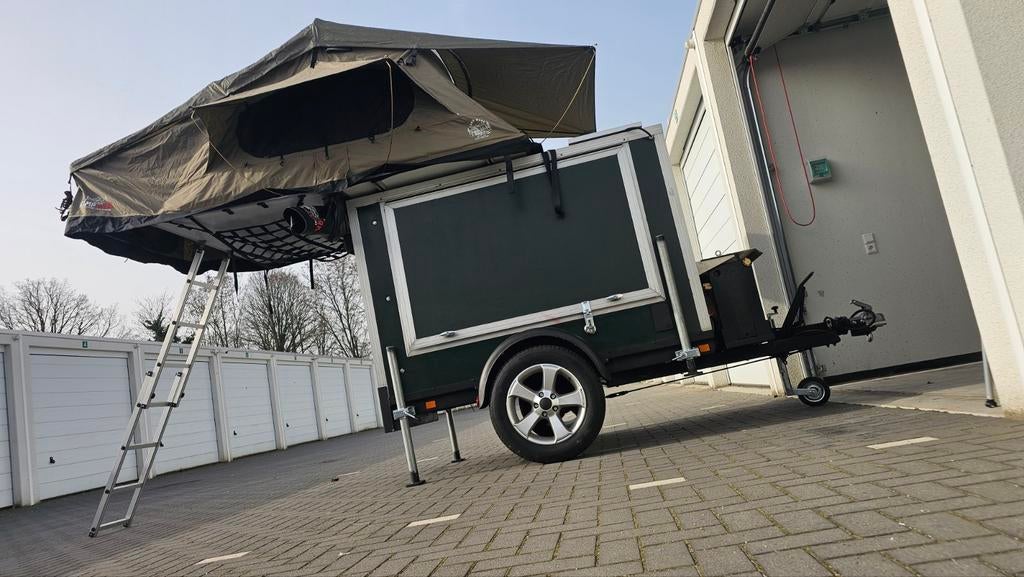 Gesloten aanhanger, camping met daktent, Caravans en Kamperen, Ophalen of Verzenden, Tot en met 2