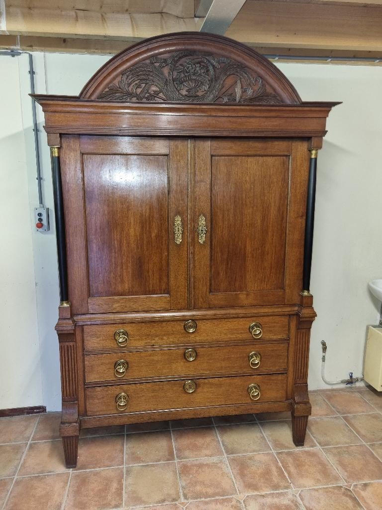 Antiek Eiken Empire Kabinet Goede Maat