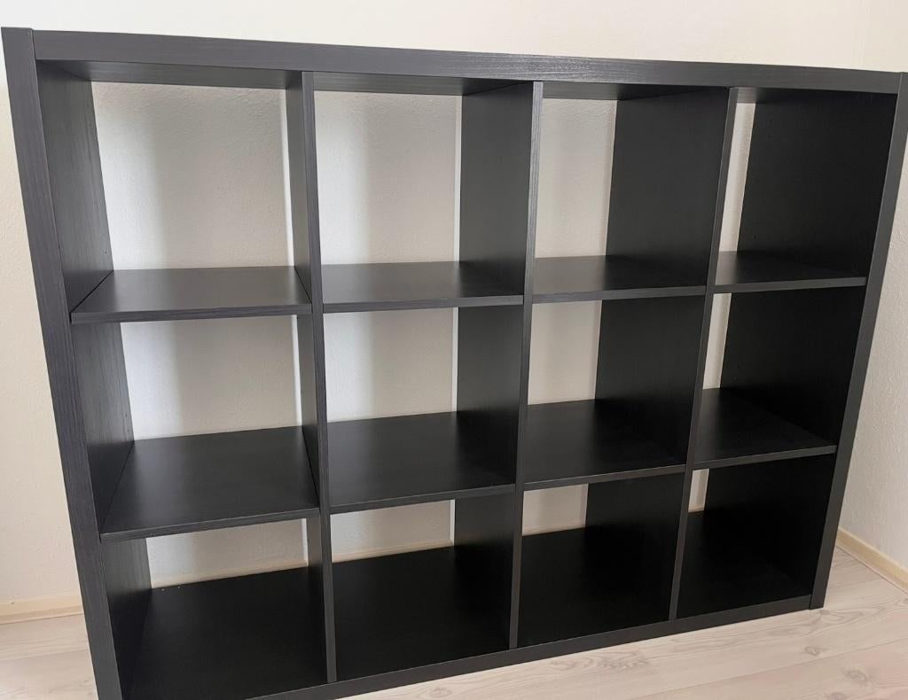 Kallax 12 vakkenkast bruin/zwart van Ikea, Ophalen, Gebruikt