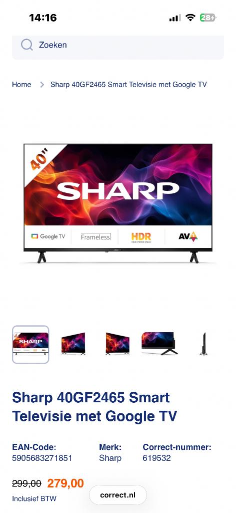 Sharp 40BL5EA 4K Android TV, 50 Hz, Ophalen of Verzenden, Zo goed als nieuw, 100 cm of meer