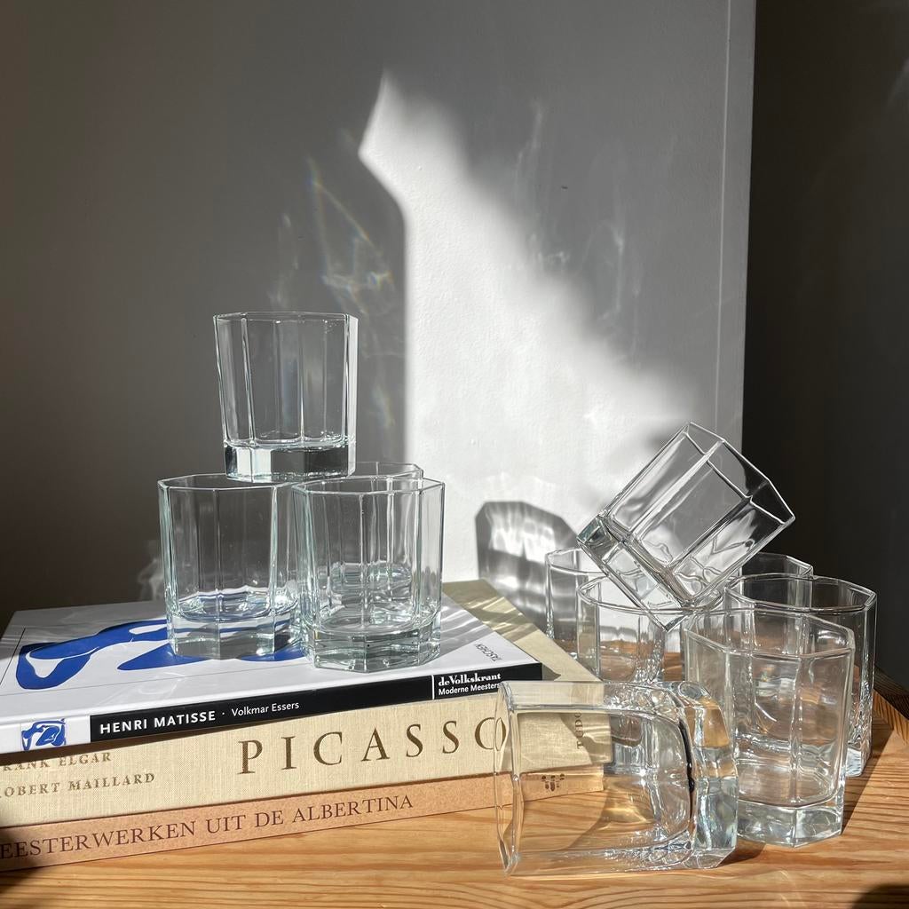 11 Vintage Luminarc octagon glazen, Unknown, Overige typen, Unknown, Ophalen of Verzenden