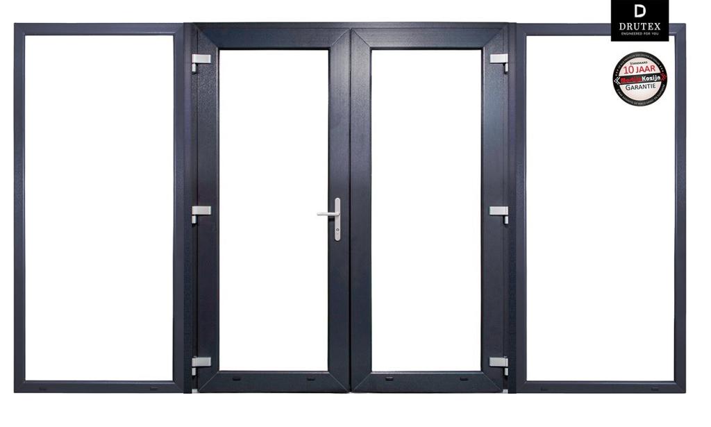 Kunststof Dubbele Deur Met Zijlichten 404,8 X 215 Cm Antraci, Niet ingevuld, Kunststof, Niet ingevuld, Nieuw
