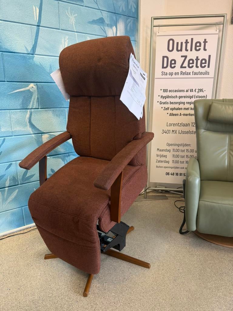 Prominent sta op relax stoel met alle extra opties (accu), Ophalen of Verzenden, Nieuw, Stof, Outlet IJsselstein altijd 100 stoelen direct leverbaar
