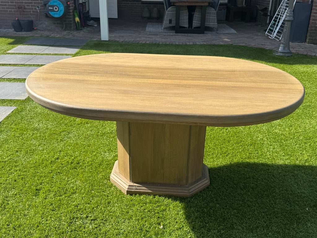 Massief eikentafel, Ophalen, 200 cm of meer, 50 tot 100 cm, Zo goed als nieuw