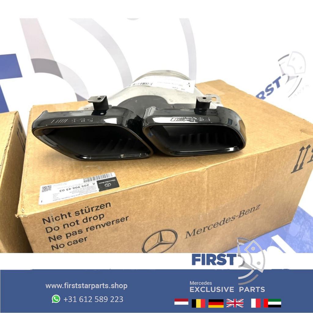 2022 FACELIFT 63 AMG UITLAATSIERSTUKKEN SET ZWART ORIGINEEL, Gebruikt, -, Ophalen of Verzenden, -