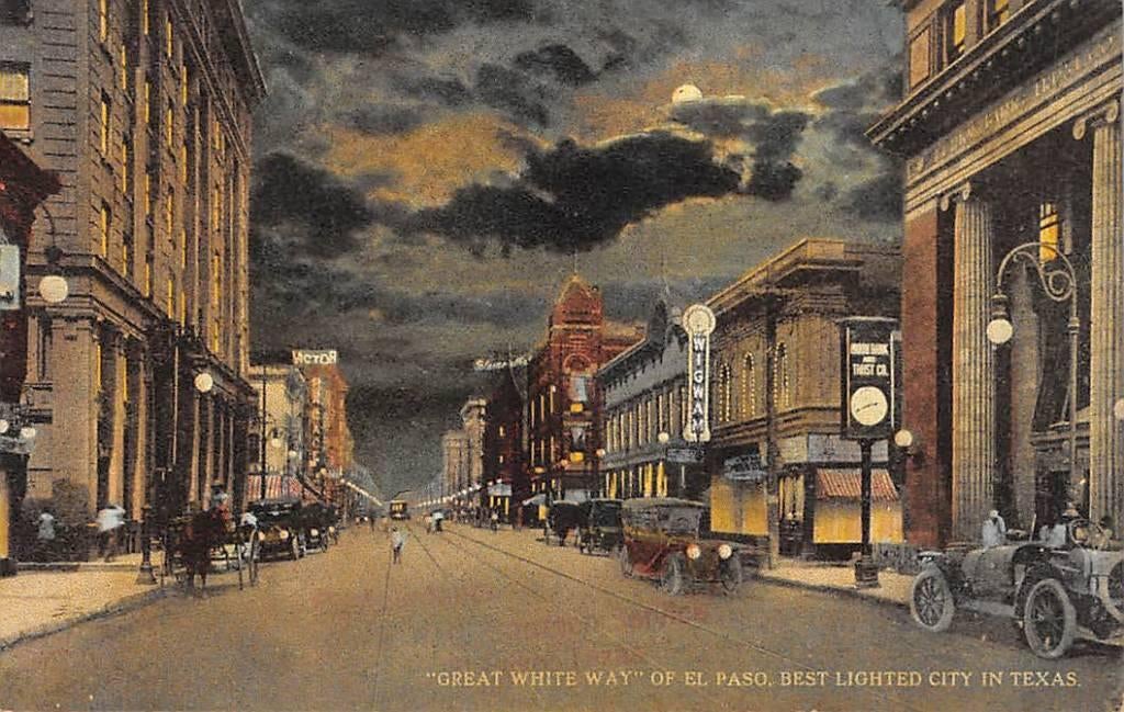 USA El Paso Great White Way best lighted city Texas America, Verzenden, Voor 1920, Ongelopen, Buiten Europa