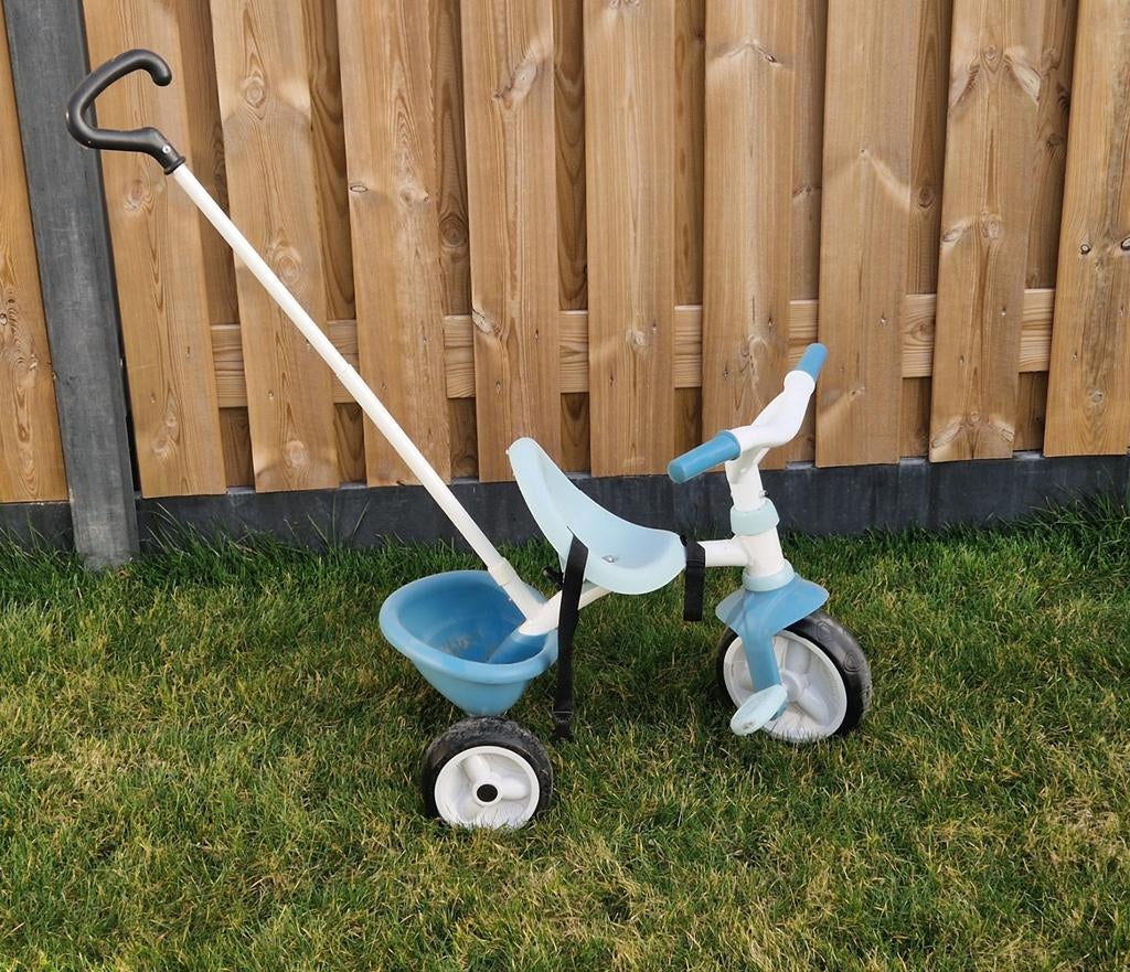 Smoby peuterfietsje met duwstang - Blauw/Wit, Ophalen, Gebruikt, Overige typen