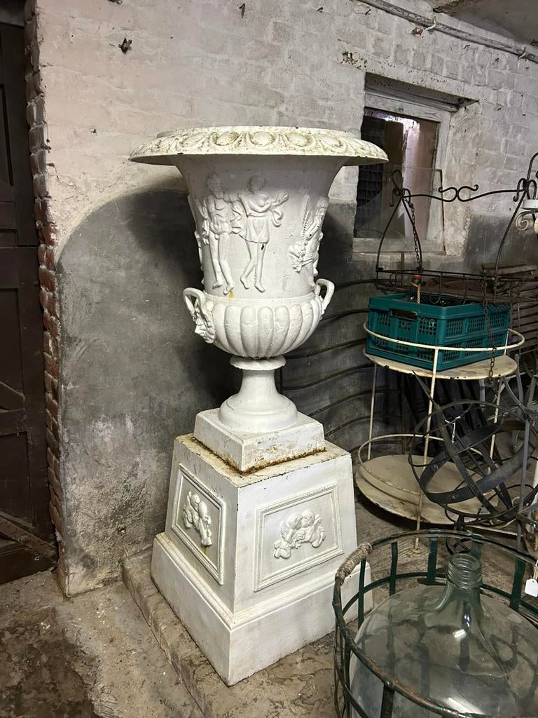 Koppel Loodzware grote kasteelpotten 1m60 in gietijzer, Tuin en Terras, Ophalen, Gebruikt