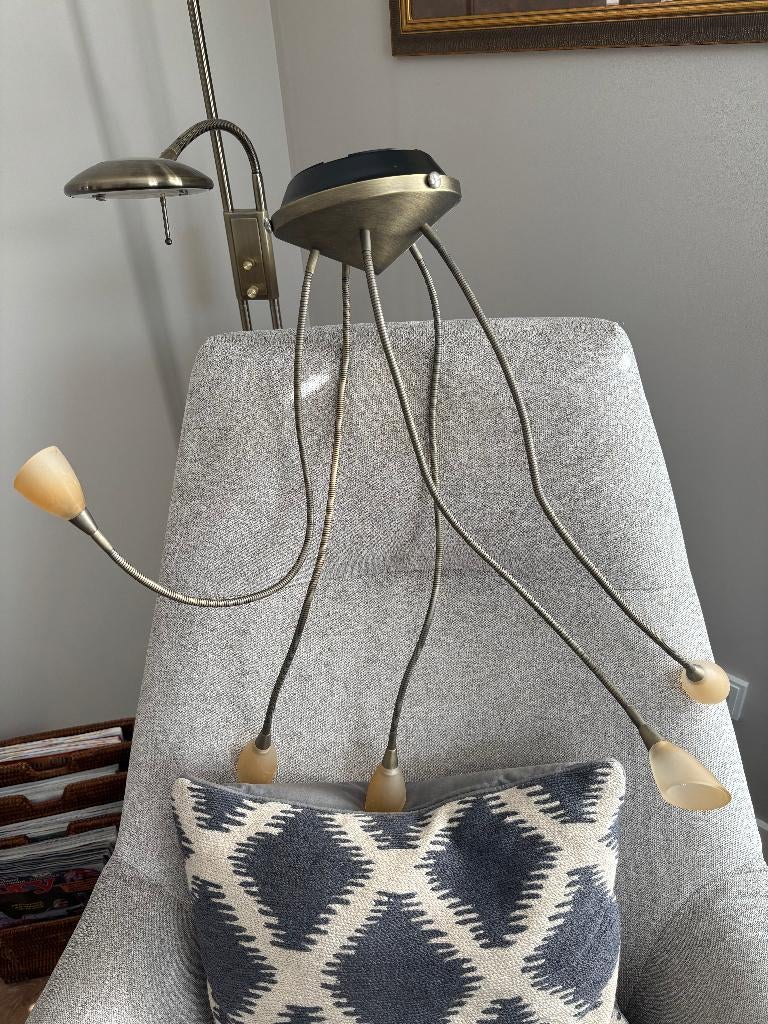 plafondlamp brons met flexibele armen., Ophalen of Verzenden, Zo goed als nieuw, Metaal