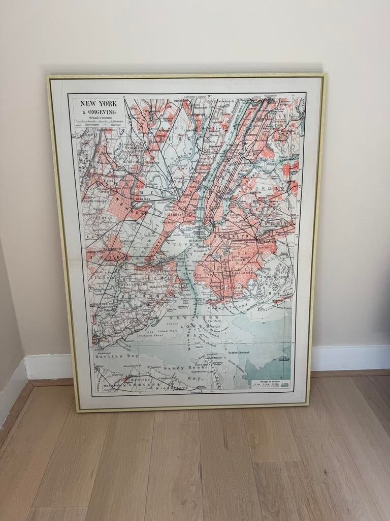Landkaart New York in frame, Ophalen, Zo goed als nieuw, Print, 75 cm of meer