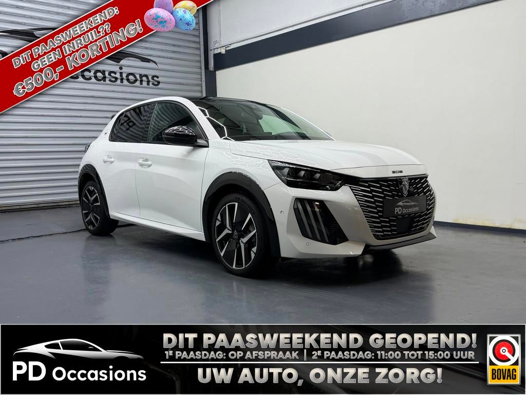 Peugeot 208 1.2 Hybrid 145PK GT - Alcantara - Pano - Memory, 145 pk, 1203 kg, Zwart, 1199 cc