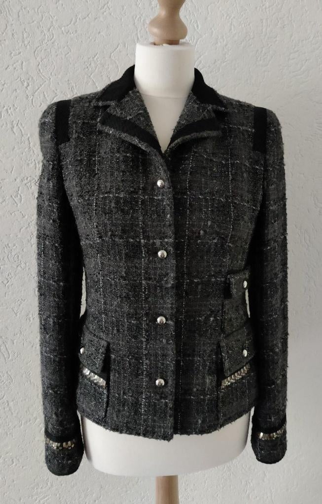 Rena Lange  colbert antraciet gemêleerd met ruit, Maat 38/40 (M), Rena Lange, Ophalen of Verzenden, Zo goed als nieuw