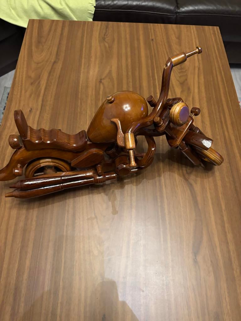 Houten Motorfiets Model - Handgemaakt Decoratief Stuk, Ophalen of Verzenden
