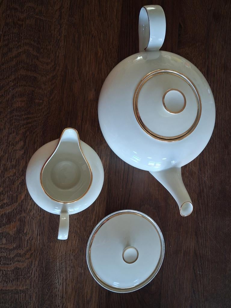 Vintage Heinrich Bavaria Anmut theepot met roomstel, Ophalen, Porselein, Overige stijlen, Overige typen