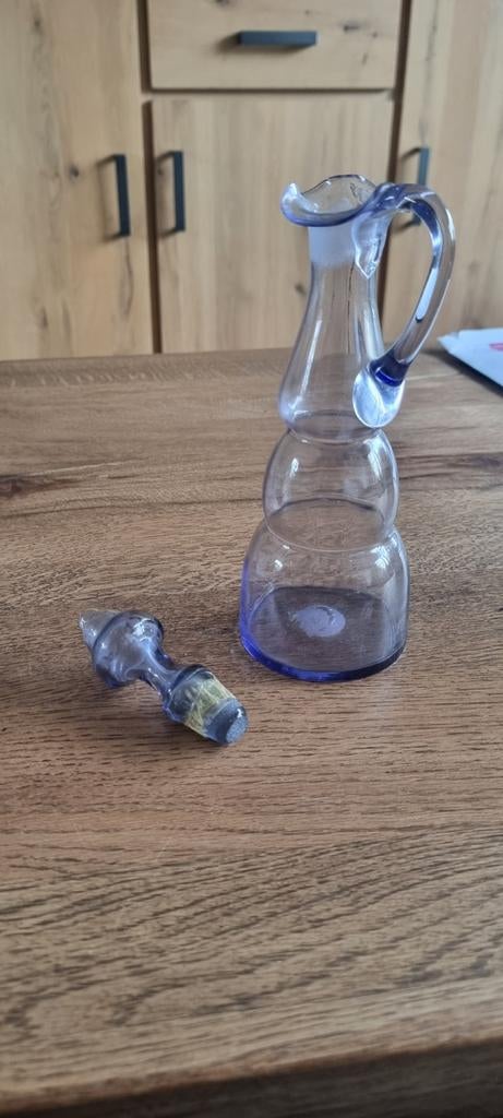 Decoratieve glazen karaf met stop - 20cm hoog, Antiek en Kunst, Antiek | Glas en Kristal, Ophalen of Verzenden