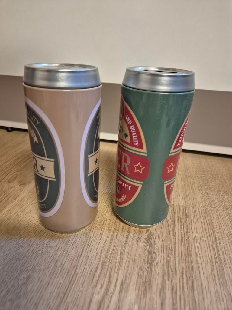 Blikken bier spaarpot, Verzamelen, Spaarpotten, Ophalen of Verzenden