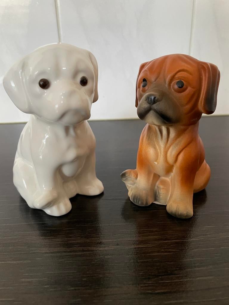 Set vintage beeldjes boxer puppy’s, Ophalen of Verzenden, Zo goed als nieuw, Dier