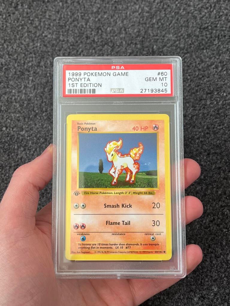 Pokémon PSA 10 1st edition Ponyta #60 Base set (2), Ophalen of Verzenden, Zo goed als nieuw, Losse kaart, Foil