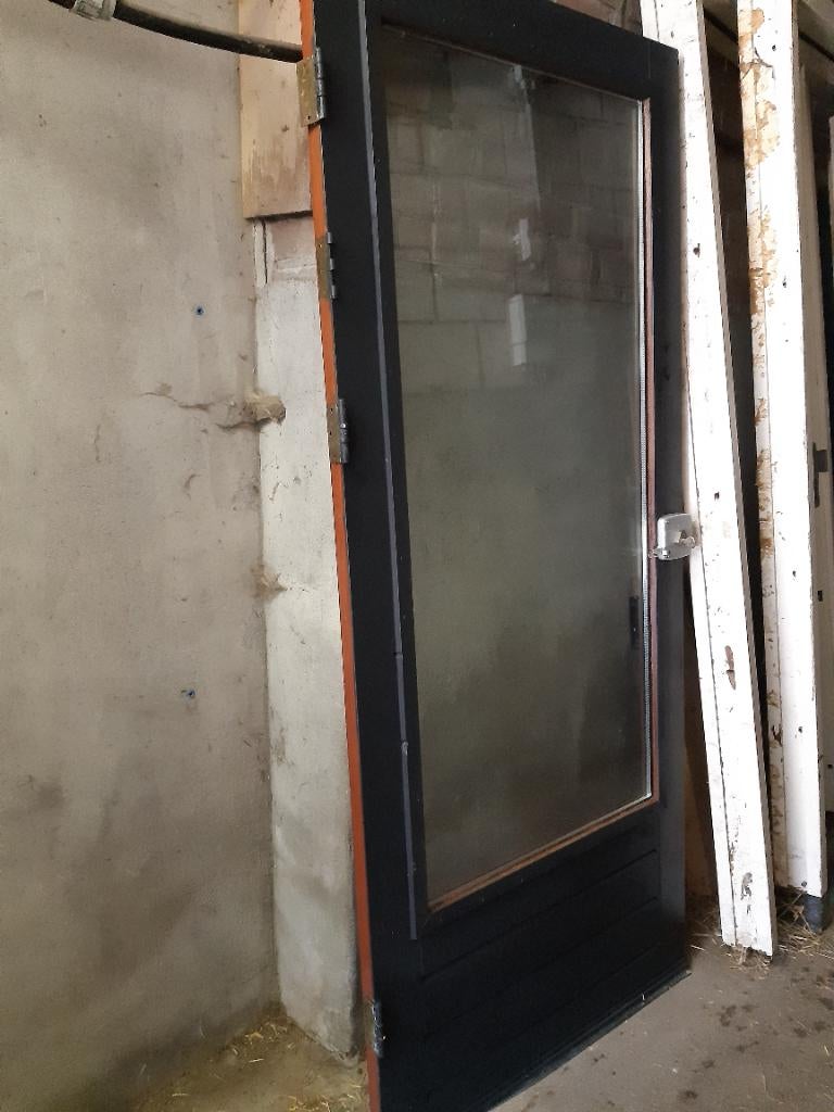 2 Hardhouten buitendeuren met dubbel glas, Doe-het-zelf en Verbouw, Deuren en Horren, Ophalen, Gebruikt, 80 tot 100 cm, Buitendeur