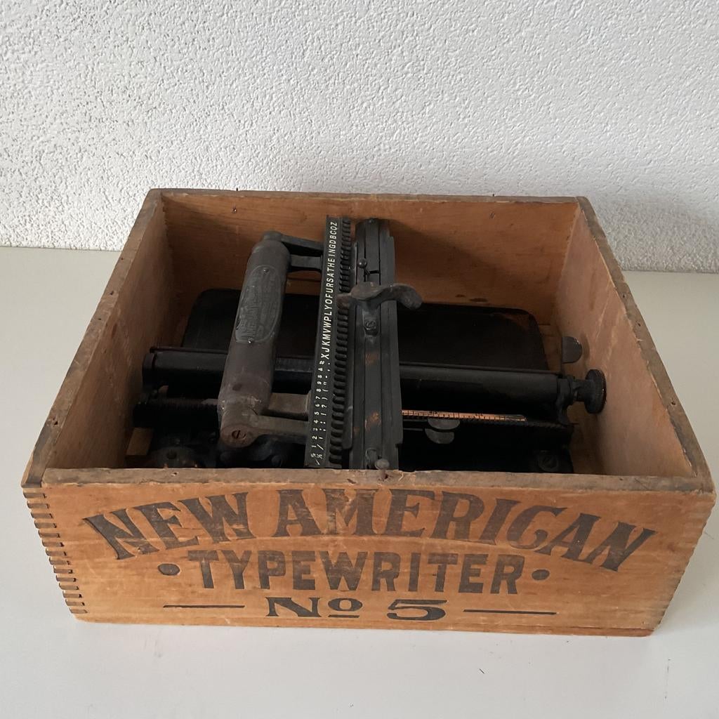 New American typewriter in houten kist. Typemachine, Ophalen of Verzenden