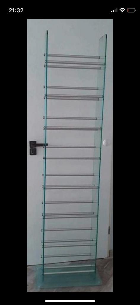 Glazen CD-DVD-Boeken rek, Huis en Inrichting, Woonaccessoires | Cd- en Dvd-rekken, Ophalen, 75 tot 150 discs, Cd's of Dvd's, Glas