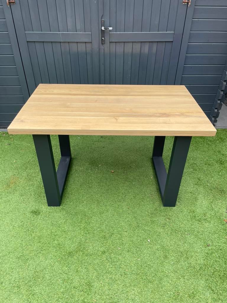 Houten Dinnertafel / eettafel nieuw met metalen U poten, Huis en Inrichting, Tafels | Eettafels, Ophalen, 100 tot 150 cm, Nieuw