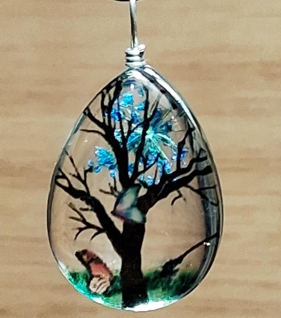 druppel glazen hanger life tree blauw vlinders, Ophalen of Verzenden, Nieuw, Blauw, Glas of Kristal
