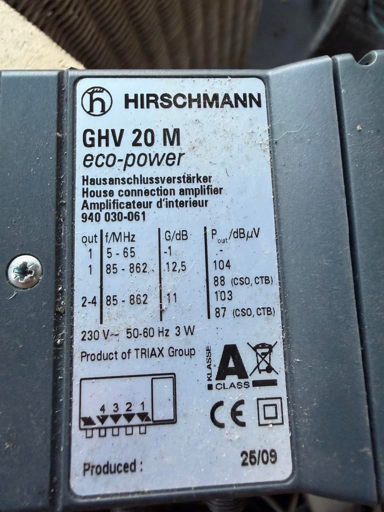 Hirschmann GHV 20 M eco-power antenne versterker, Ophalen of Verzenden, Gebruikt, Minder dan 2 meter, Tv-kabel