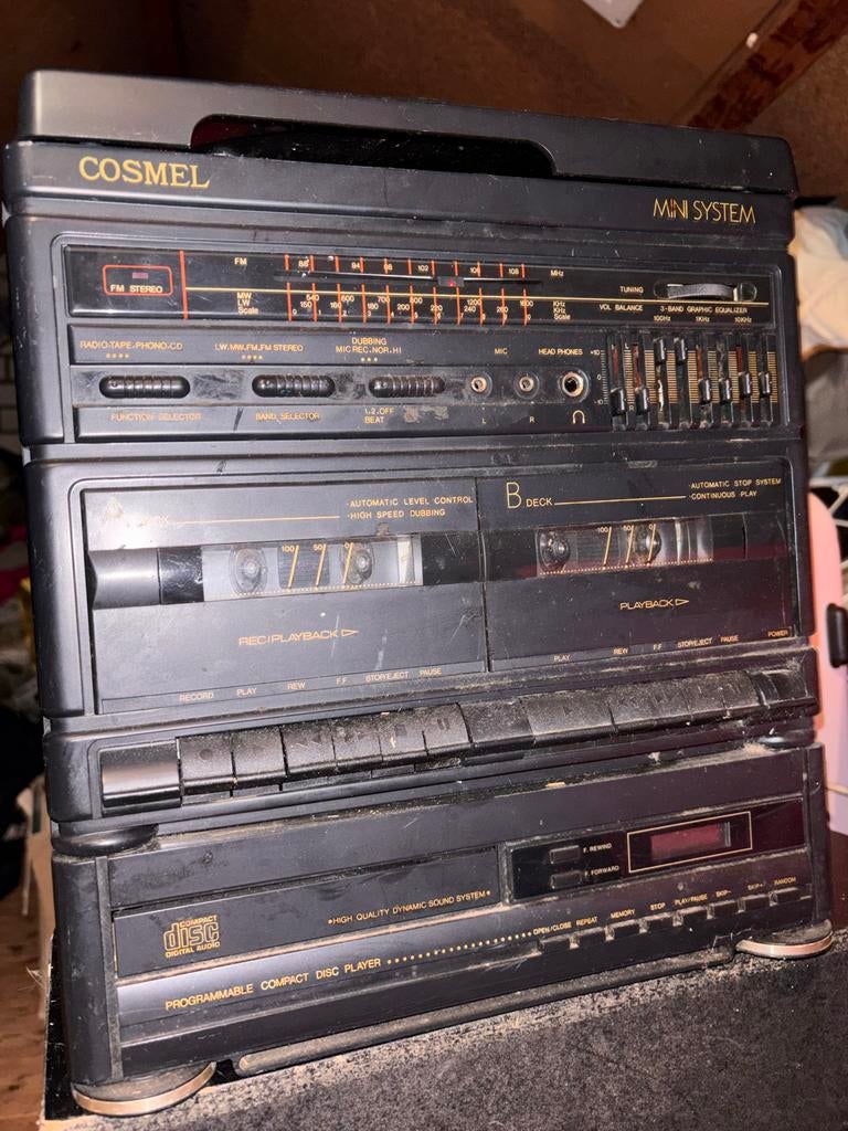 Cosmel Mini Stereo Systeem met CD, Cassette en Radio, Audio, Tv en Foto, Overige merken, Gebruikt, Cassettedeck, Ophalen of Verzenden