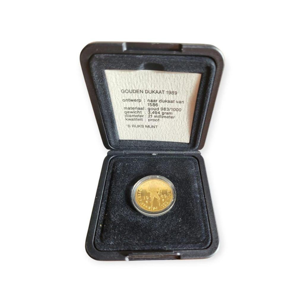 Nederland Gouden Dukaat 1989 in cassette, Postzegels en Munten, Ophalen of Verzenden, Goud