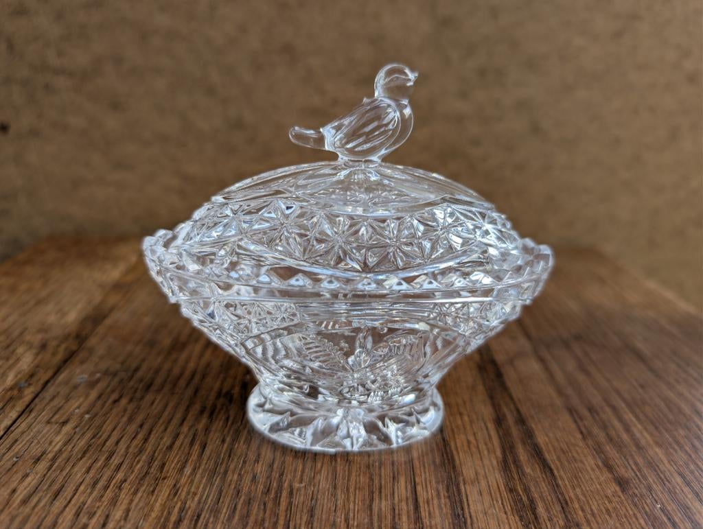 Hofbauer Byrdes kristallen ovale bonbonnière, Antiek en Kunst, Ophalen of Verzenden