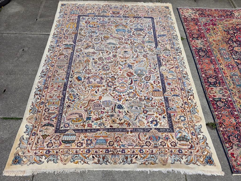 Vintage handgeknoopt perzisch tapijt kashmar 395x295, Info@SlatsAntiek.nl, Perzisch, 200 cm of meer, Ophalen of Verzenden