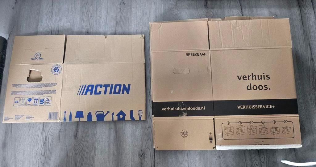 €3 Verhuisdozen  6 stuks, Ophalen, Opvouwbaar, 50 tot 75 cm, Minder dan 40 cm