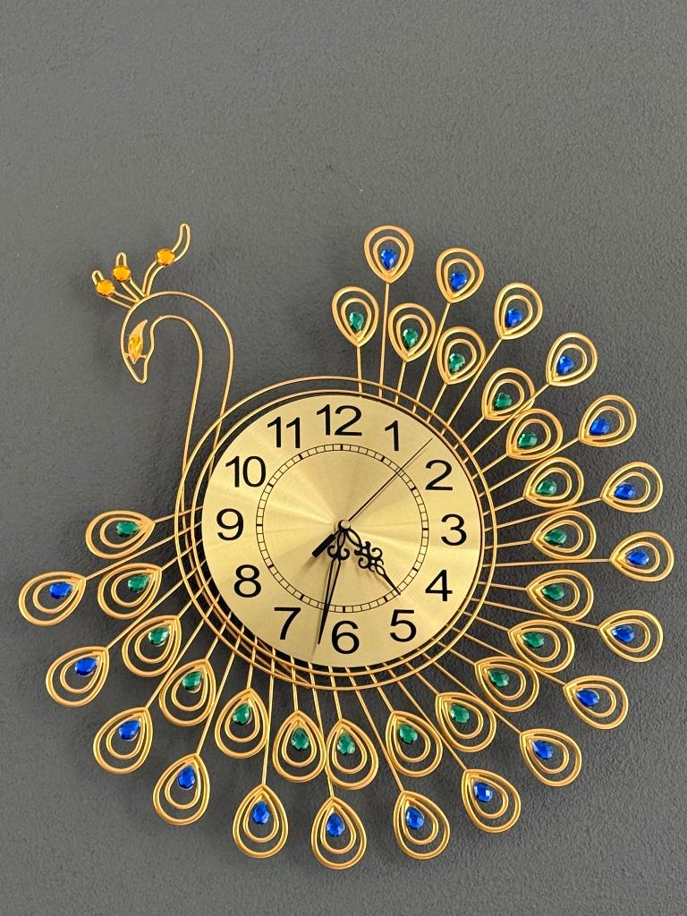 Decoratieve klok, pauw, Huis en Inrichting, Ophalen, Zo goed als nieuw, Analoog, Wandklok