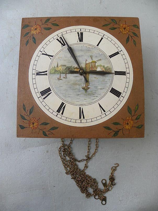 Schilderijklok v. Dijk met gongversterker, Antiek en Kunst, Ophalen of Verzenden