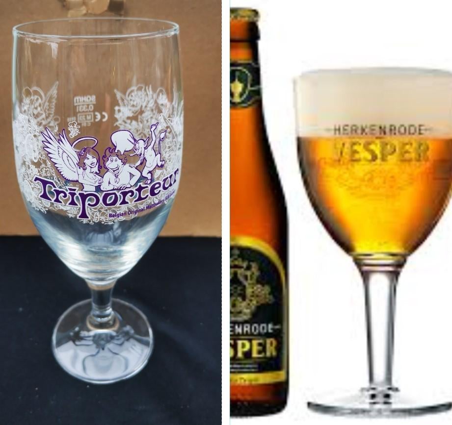 18 Triporteur en Herkenrode Vesper speciaal bier bierglazen, Ophalen of Verzenden, Nieuw, Glas of Glazen, Overige merken