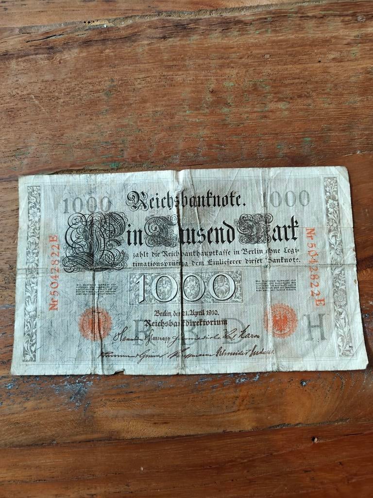 Reichsbanknote 1000 mark 1910, Ophalen of Verzenden, Duitsland