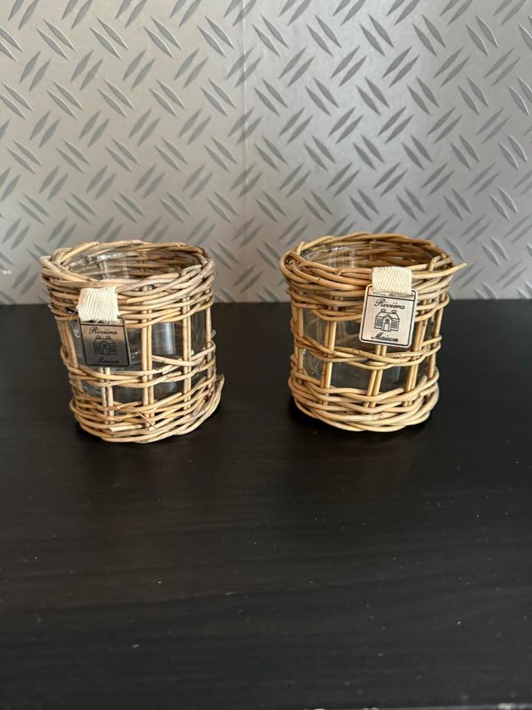 Riviera Maison Theelichten Set, Overige materialen, Beige, Ophalen of Verzenden, Zo goed als nieuw