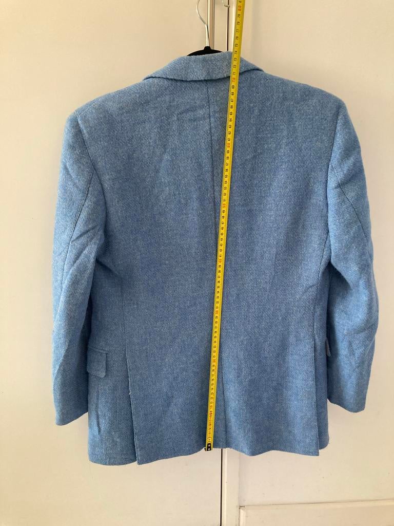 Harris Tweed Blazer - Lichtblauw - 100% Wol, Kleding | Dames, Ophalen of Verzenden, Gedragen, Maat 38/40 (M), Blauw