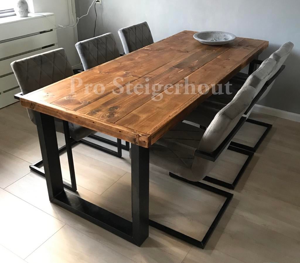 Steigerhout Eettafel Tafel Vergadertafel Werktafel Bureau, Nieuw, Ophalen of Verzenden, Industrieel, Rechthoekig