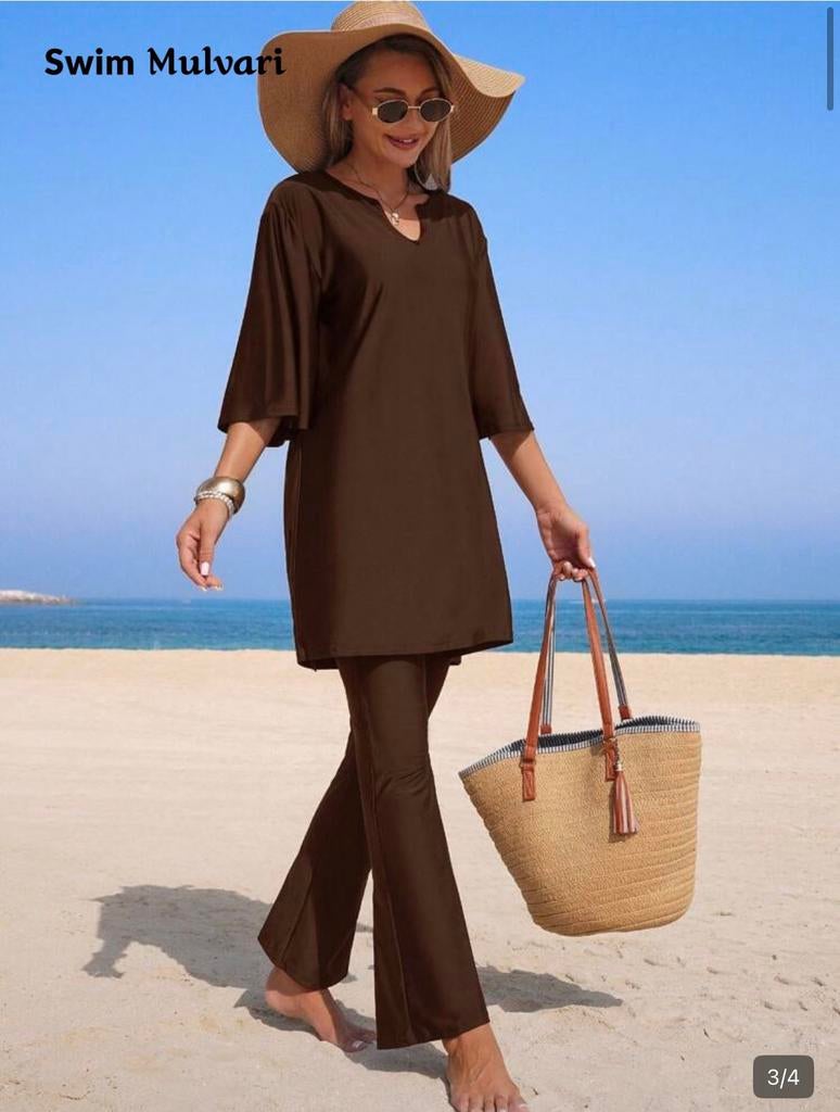 Zwempak zwemkleding met aparte bh onderstuk bruin, 33 - 40 uur, Overige niveaus, Overige vormen