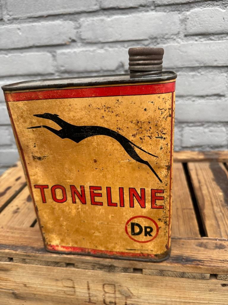 Vintage Toneline DR Olie Blik 2 Liter, Verzamelen, Blikken, Ophalen of Verzenden, Gebruikt, Overige, Overige merken
