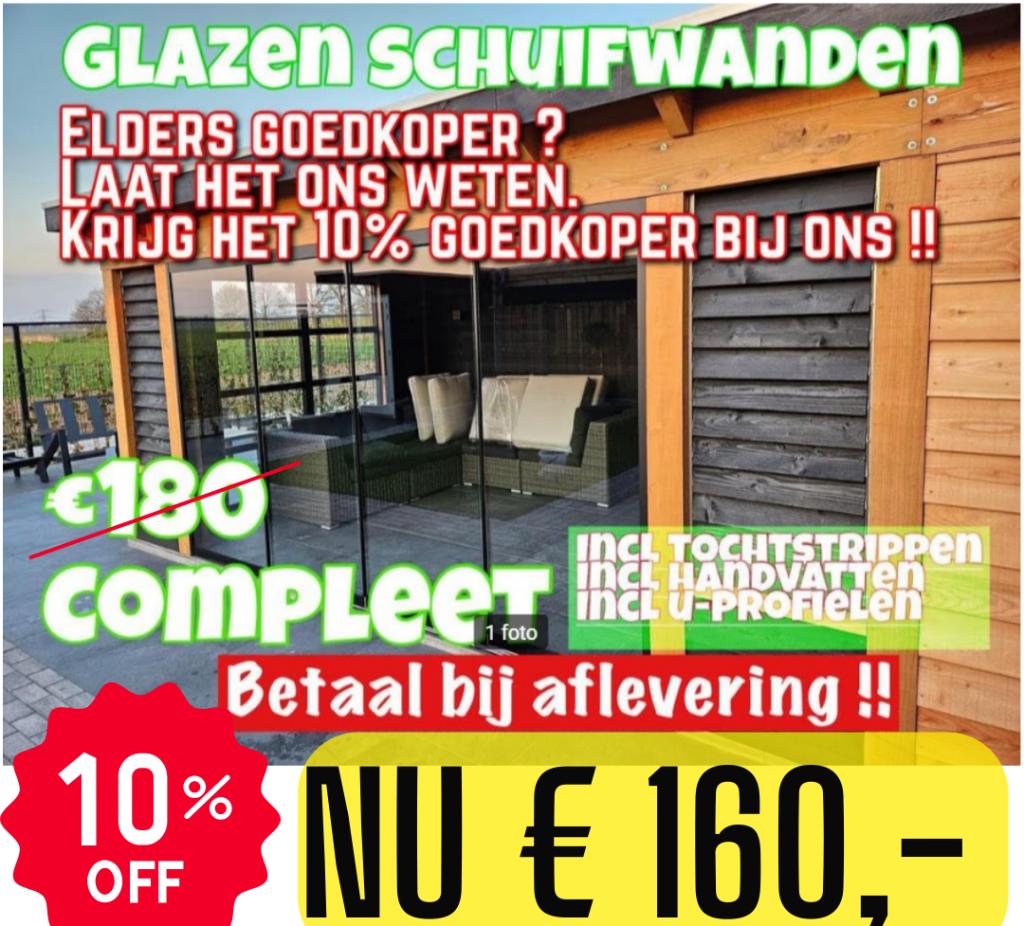 Glazen schuifwanden - LAAGSTE PRIJS GARANTIE !, Ophalen of Verzenden, Nieuw, Veranda