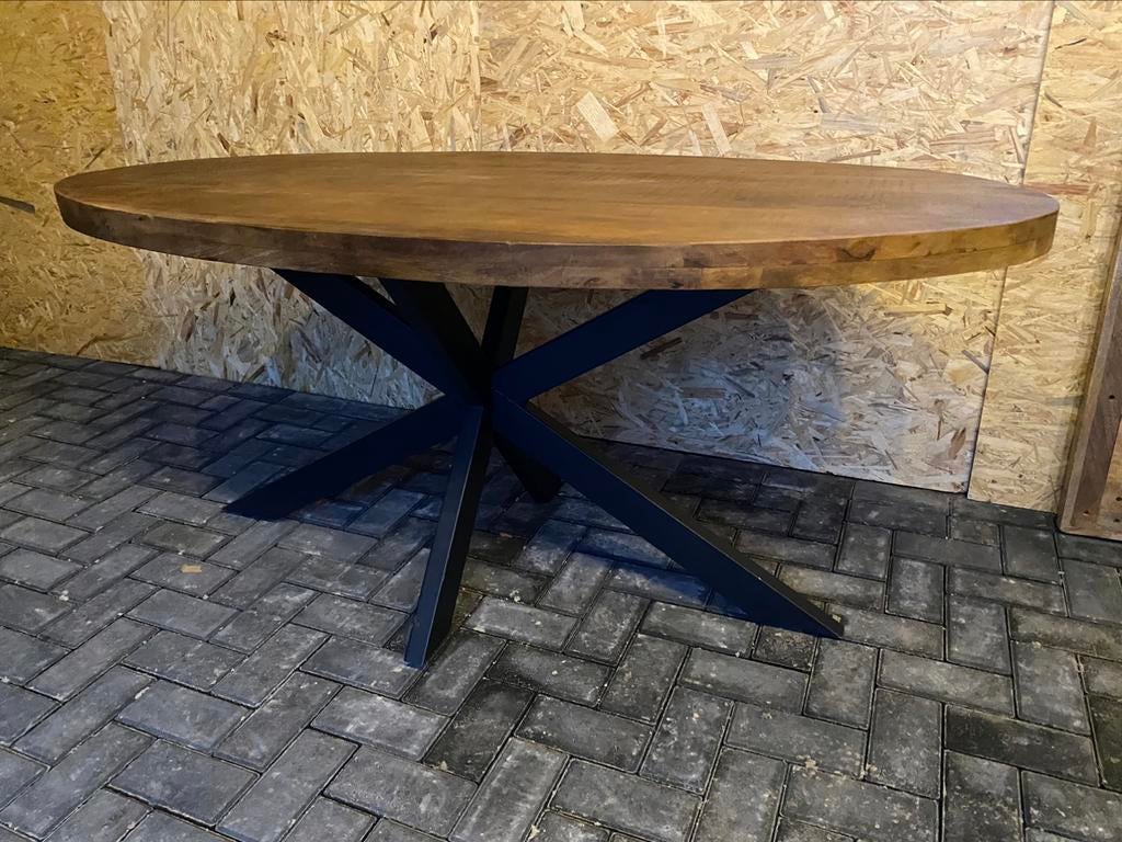 Eettafel ovaal/rond  mangohout Cash&Carry, Ophalen of Verzenden, Nieuw, Ovaal