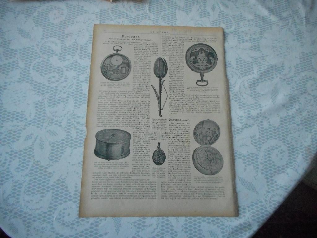 Horloges. Oorsprong en geschiedenis. 1910., Ophalen of Verzenden, Voor 1920, Knipsel(s)